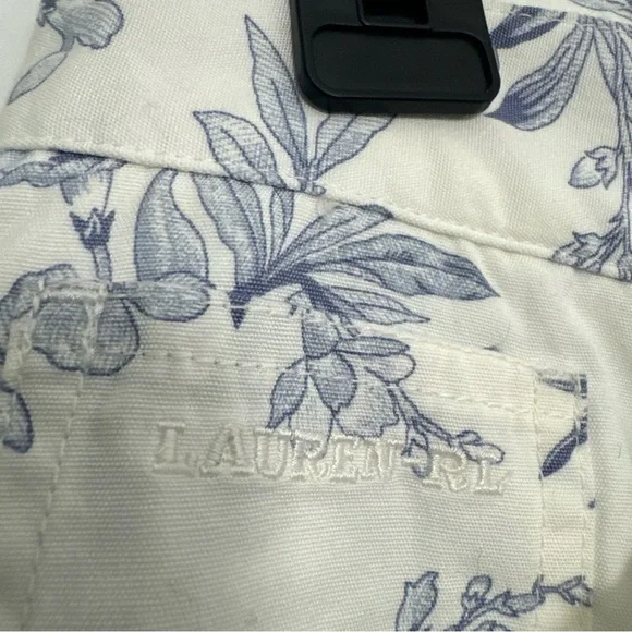 Ralph Lauren—White and Blue Floral Bird Cropped Trousers - Picture 5 of 8